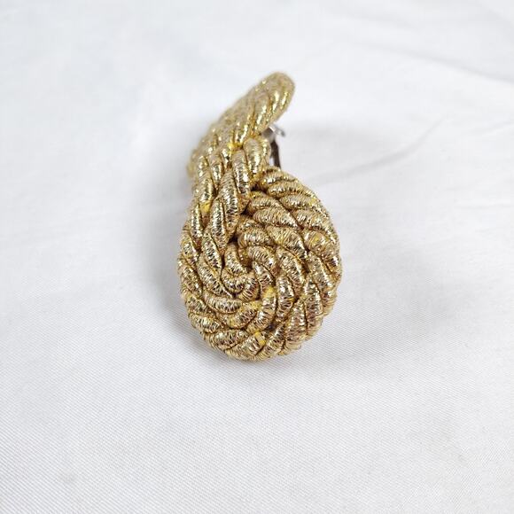 Vintage French Gold Rope Knot Barrette Metallic Braided Hair Clip Made in France main image 7
